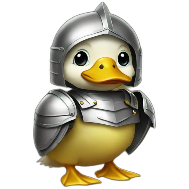 Baby duck wearing a suit of armor emoji