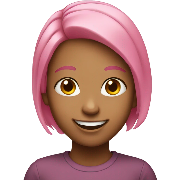 smiling girl with pink hair emoji