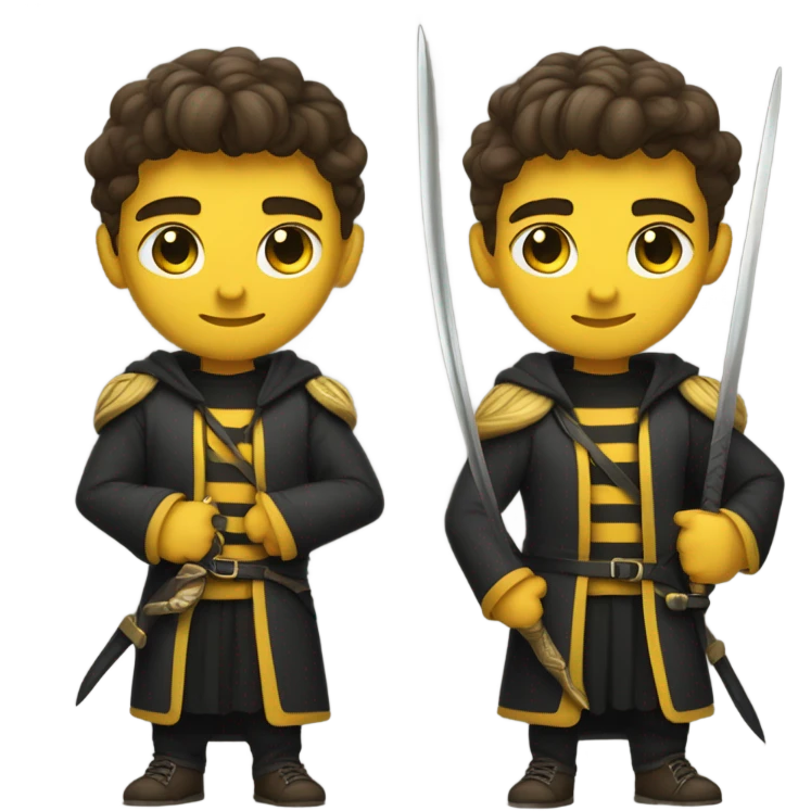Hufflepuff with muscles and sword emoji