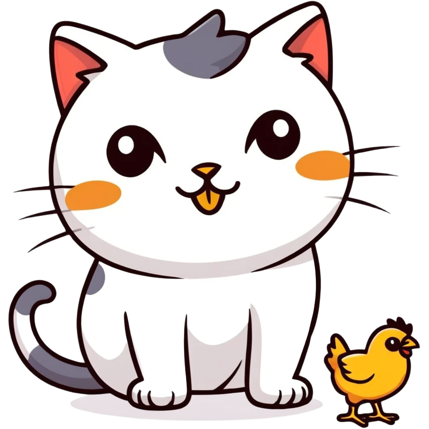 Cat with chicken in its eye emoji
