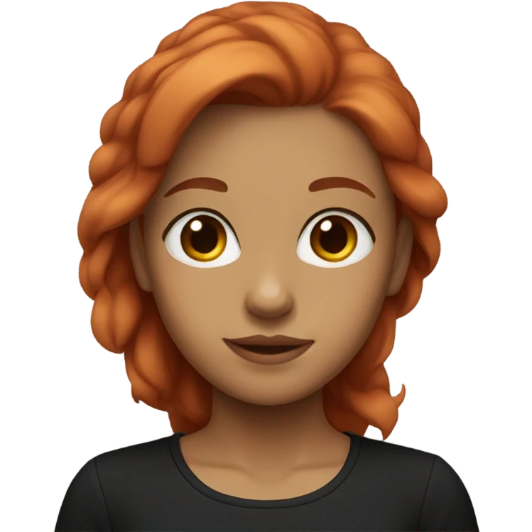 Girl red hair brown eyes, big breasts and black shirt emoji