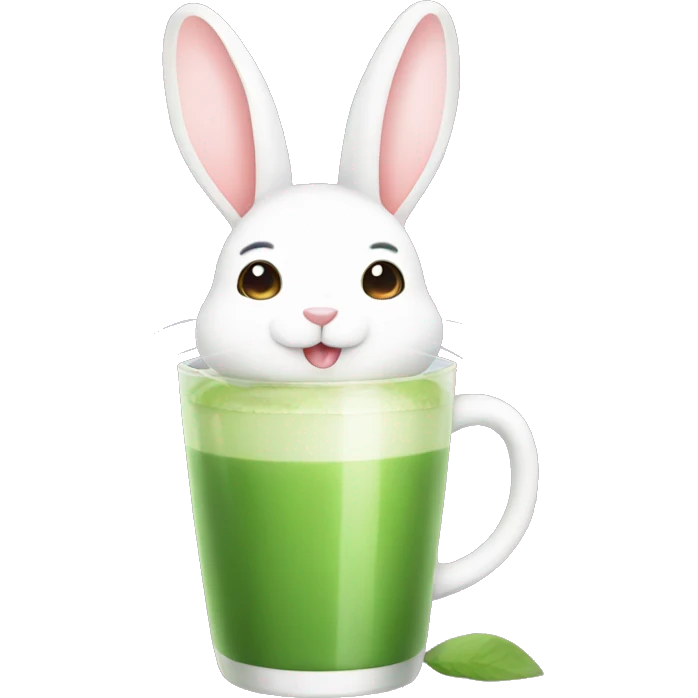 Cute rabbit drink matcha emoji