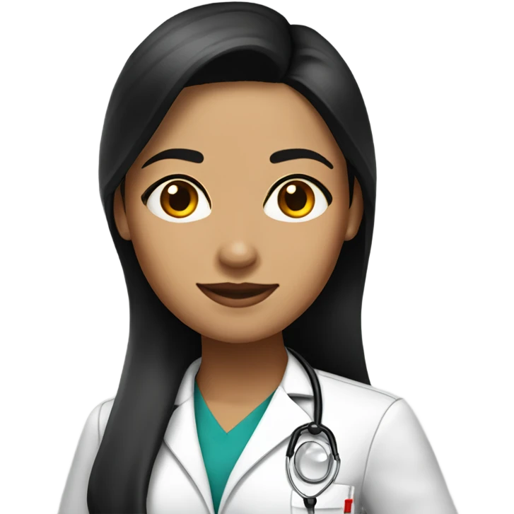 woman with light medium skin and medium length black straight hair wearing doctor uniforms emoji