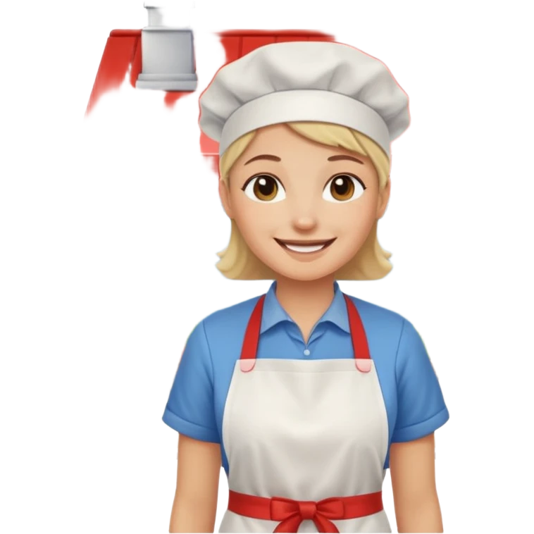 grown  2D line-drawn character + small bright shop emoji