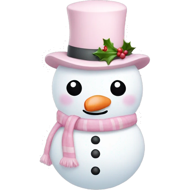 Cute white and light pink snowman emoji