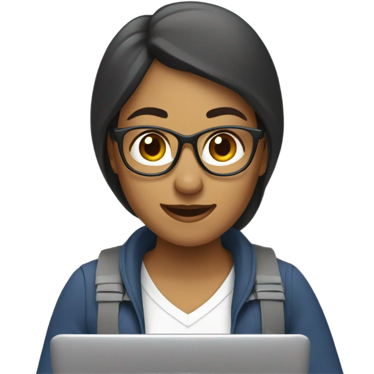 una mujer escribiendo en un portatil emoji