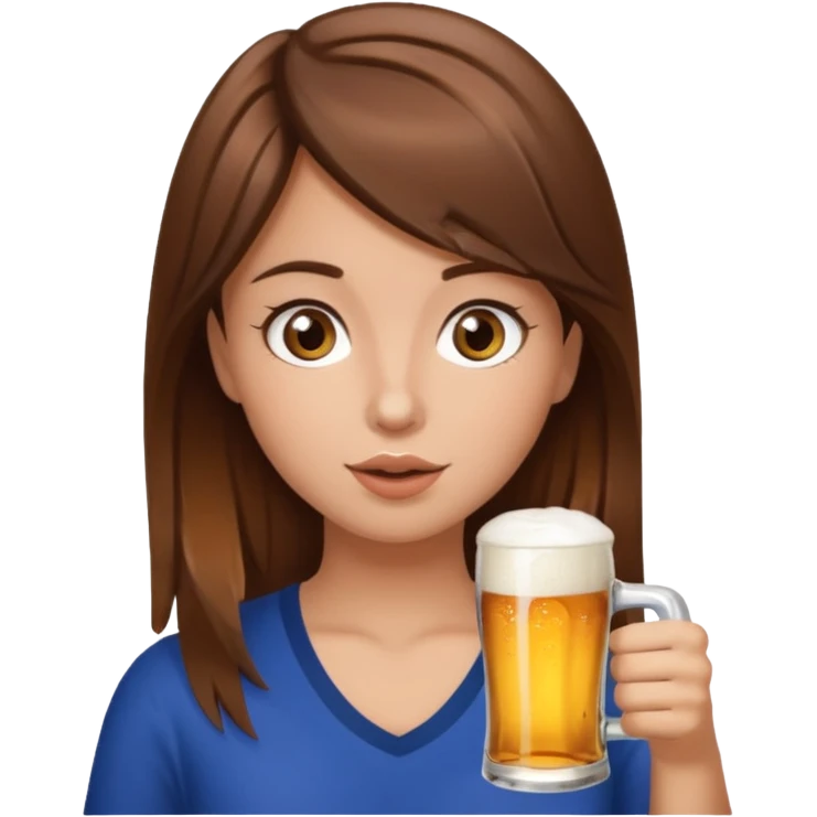 brown hair brown eyes girl chugging a corona beer emoji