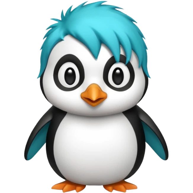 penguin with turquoise hair emoji