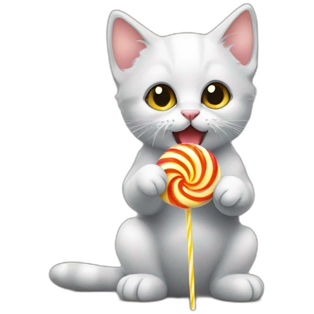 kitten eating a lolipop emoji