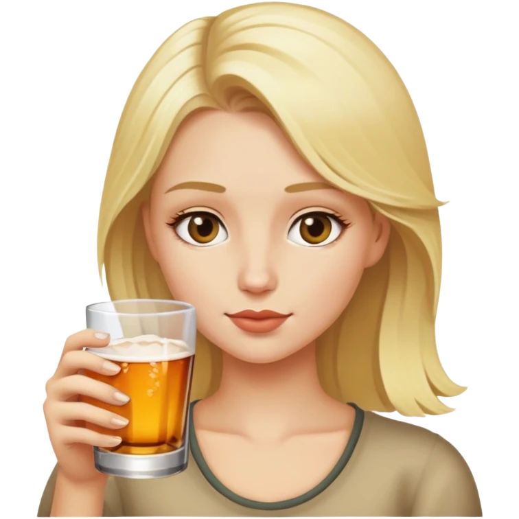 A blonde girl drinking lots of alcohol emoji