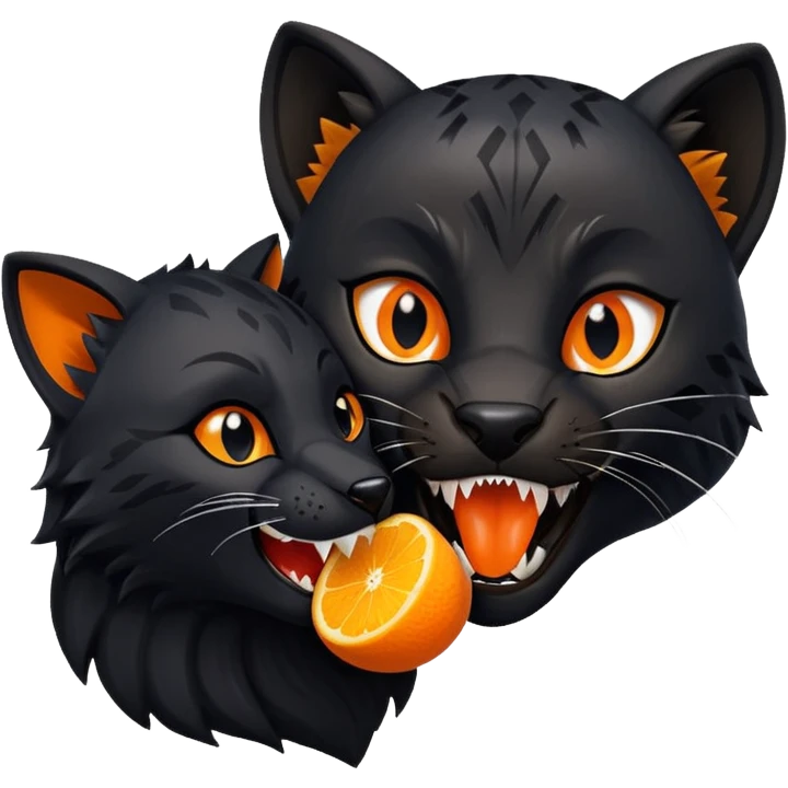 A black panther biting a orange fox emoji