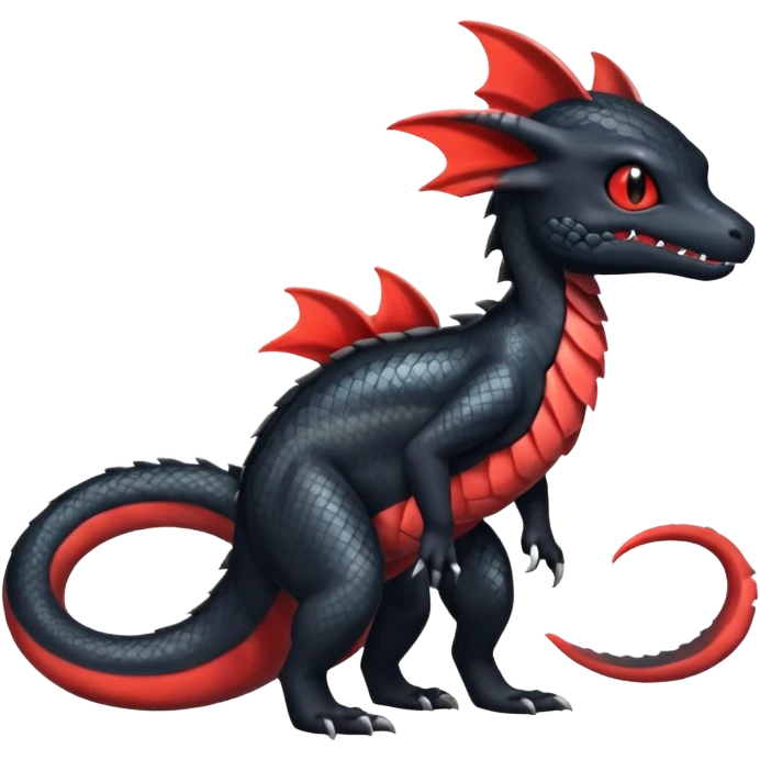 Shiny Evil Salandit-Umbreon-Charmeleon-Fakémon-hybrid-creature (full body)  emoji
