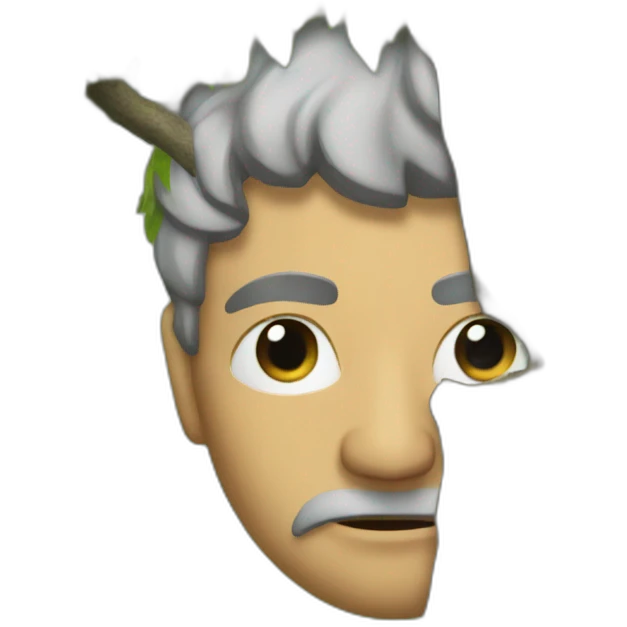 medieval serious man hidden behind tree emoji