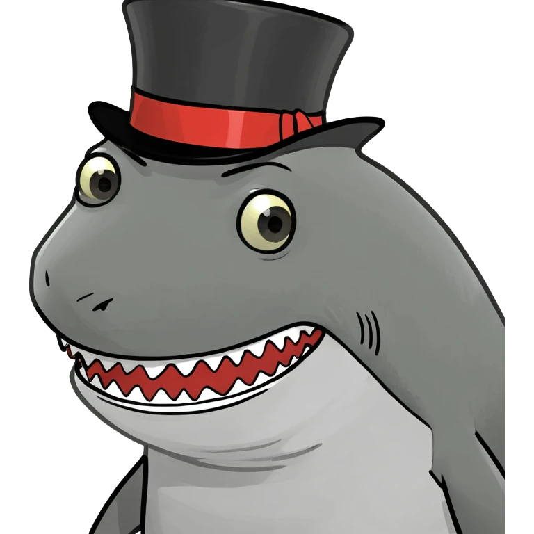 Shark with a top hat emoji