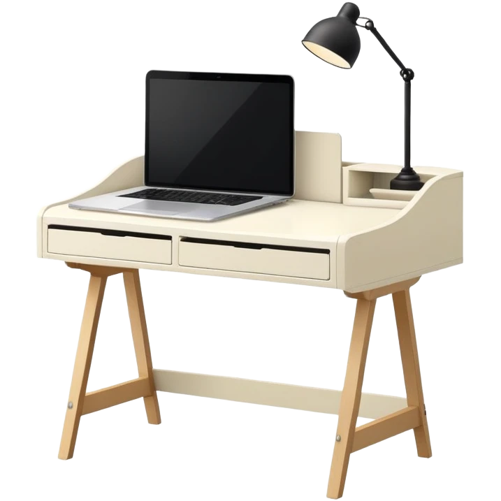 Ivory ikea writing desk with laptop  emoji