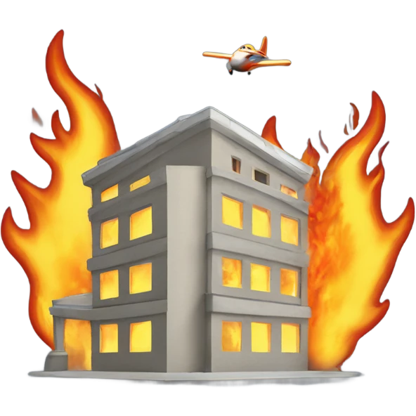 Building with plane inside on fire emoji