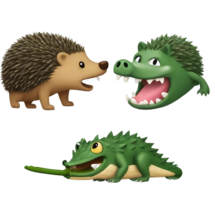 Hedgehog fighting a crocodile  emoji