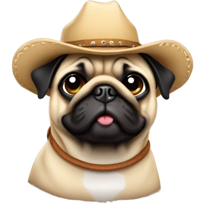 Pug wearing a cowboy hat emoji