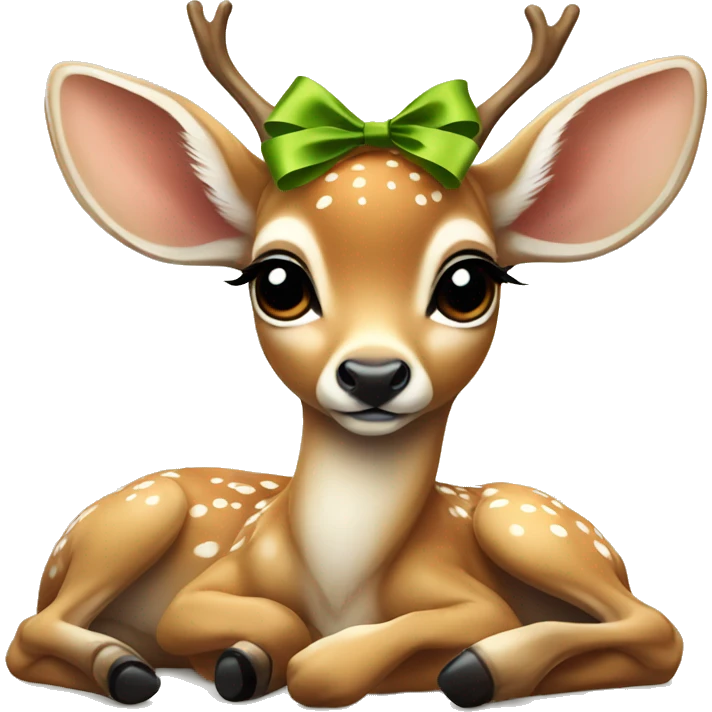 realistic baby deer laying down with bows emoji