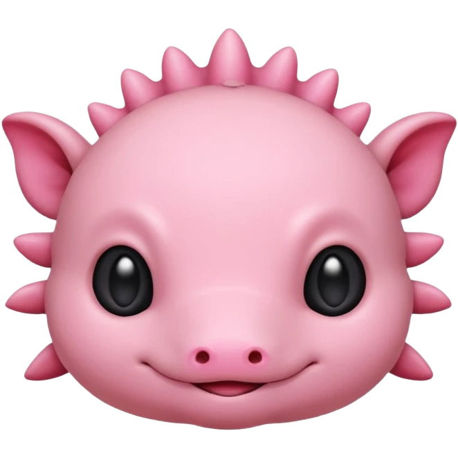simple axolotlotl head, animal emoji style, rounded face, pinkish tones, minimal details, friendly expression emoji