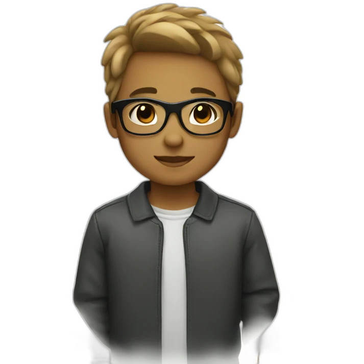 boy with rectangular black glasses and light brown hair emoji