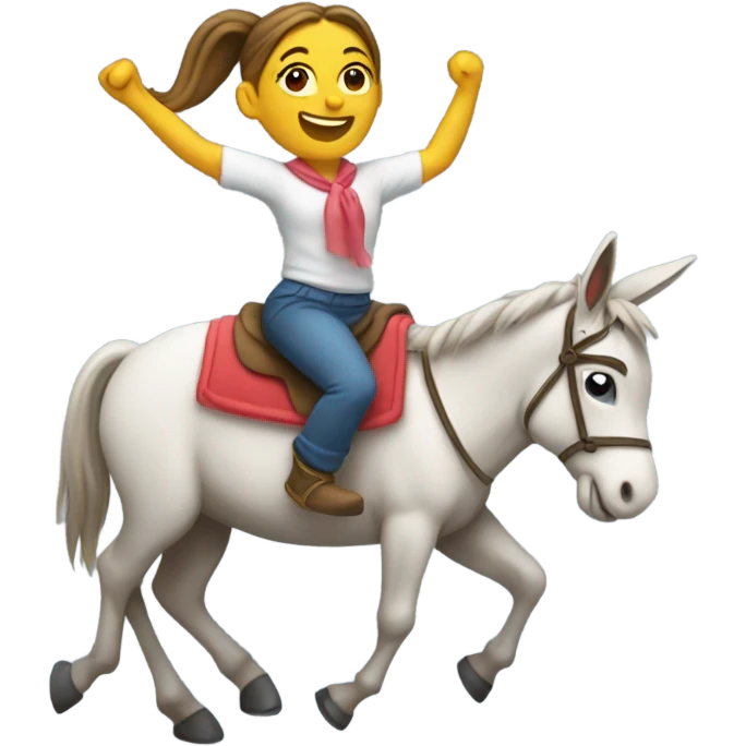 American dancing with ponytail riding donkey emoji