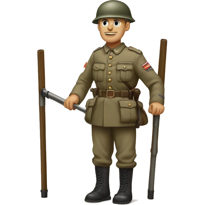 disabled ww1 soldie with amputation on crutches emoji