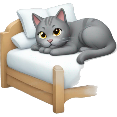 gray cat in bed emoji