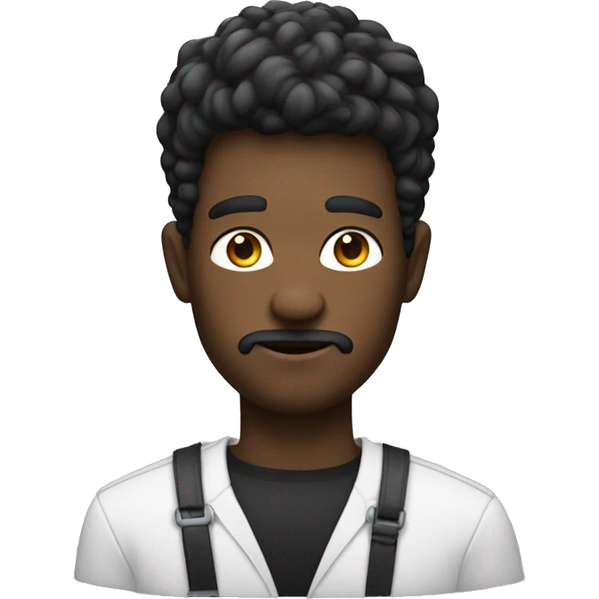un homme avec un bouc, et des cheveux noirs, des yeux noirs emoji