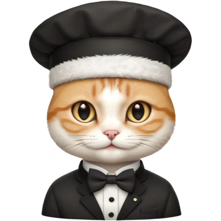 chef cat, bow tie and hat emoji