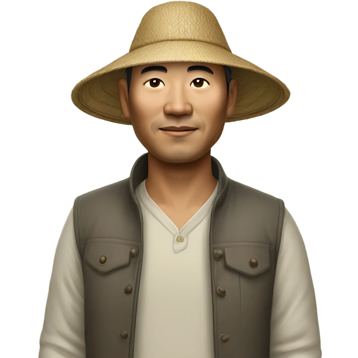 photorealistic Chinese peasant in sedge hat emoji