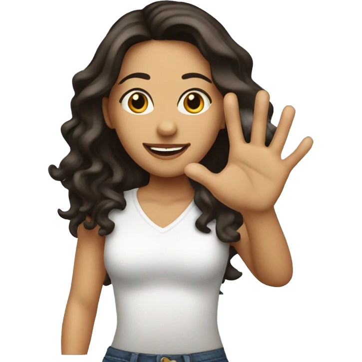 Brunette baddie Latina Girl waving hi  emoji