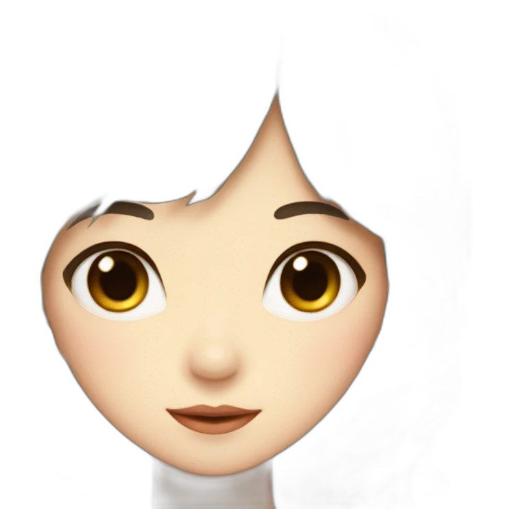 girl with dark brown wavy long hair and bangs himecut japanese emoji