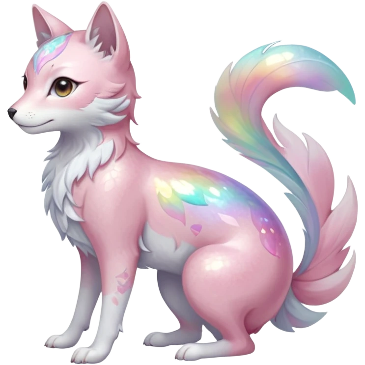 Multicolored sparkly shiny ethereal pastel iridescent light pale cute adorable pretty feminine elegant realistic floral exotic marble-Sakura-Falvie-Fionbri-Vernid-fursona, full body emoji