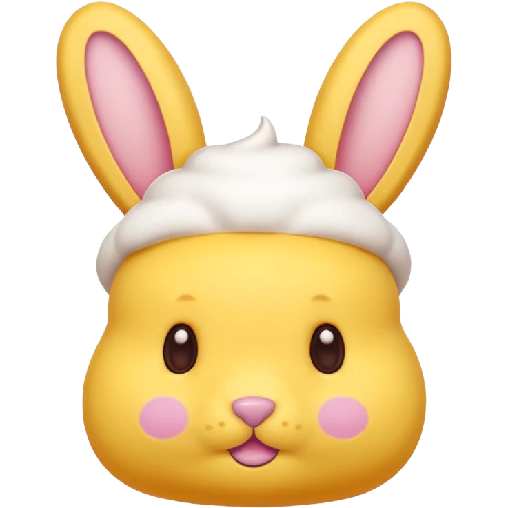 peeps bunny all yellow with three brown dots for eyes and nose emoji