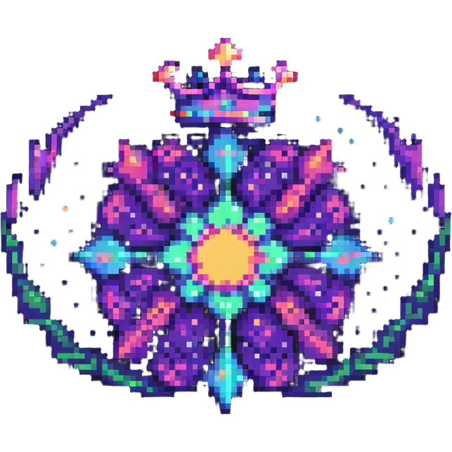 pixel art of a crown-shaped nebula with cosmic colors emoji