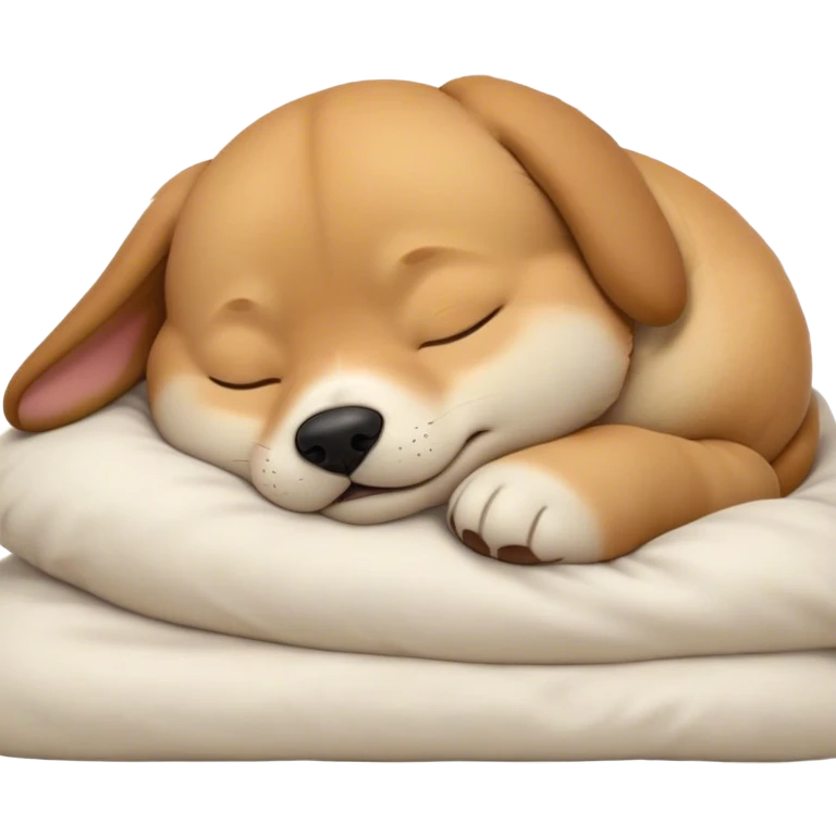 Meme-Worthy Cute Sleeping Domestic Dog Portrait Emoji, Head resting peacefully with a contented smile, showcasing a delightfully cuddly build and a luxuriously soft coat, eyes gently closed in serene, restful slumber, Simplified yet hilariously adorable features, highly detailed, glowing with a soft, drowsy light, high shine, relaxed and utterly lovable, stylized with an air of playful laziness, soft glowing outline, capturing the essence of a sleeping dog that feels destined to become the next viral sensation of adorable rest! emoji