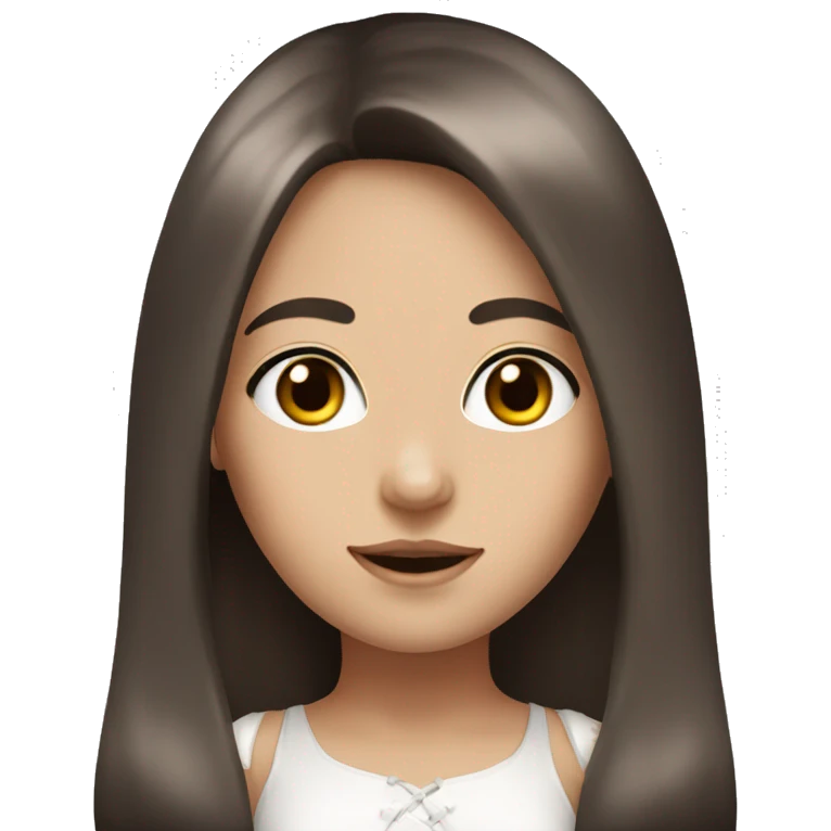 white brunette girl with bunny ears, dark colored eyes, long straight hair emoji