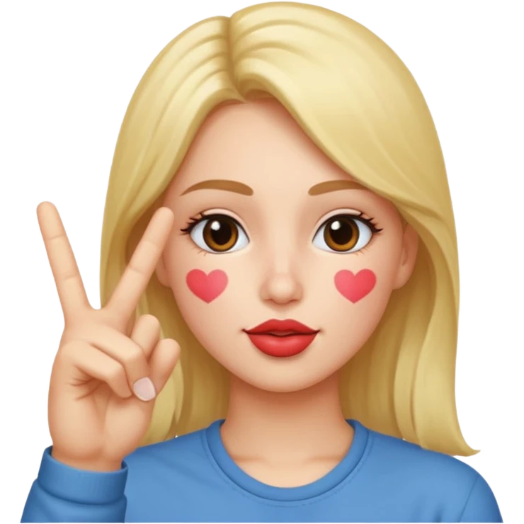 Kissy face with a peace sign hang emoji