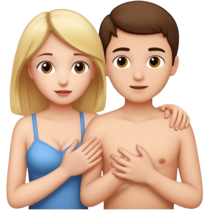 Çırılçıplak kız ve erkek kızın memelerini elliyor emoji