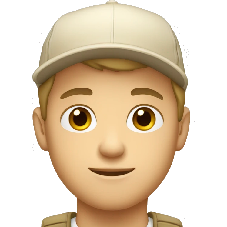 "Young man, white with  wearing a beige cap." emoji