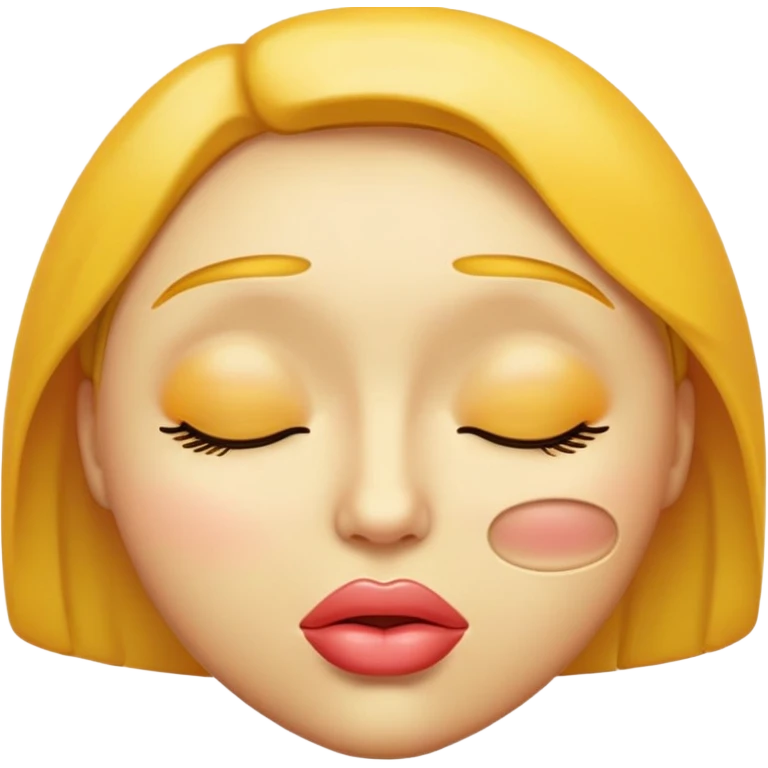 Yellow emoji pursed lips with closed eyes and one eyebrow raised emoji
