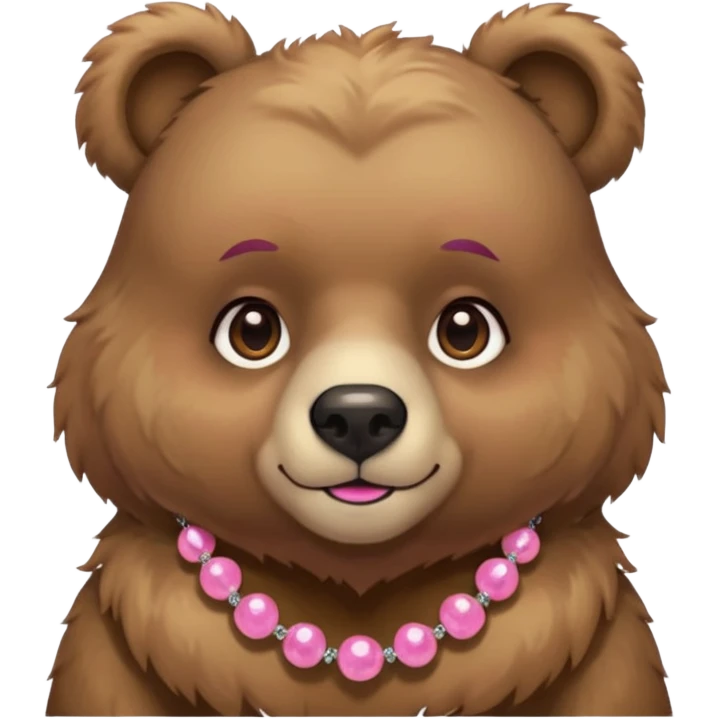 bear with pink necklace and earings emoji