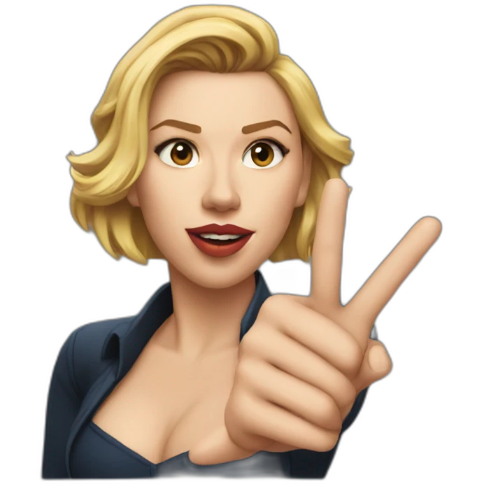 Scarlett Johansson pointing finger emoji