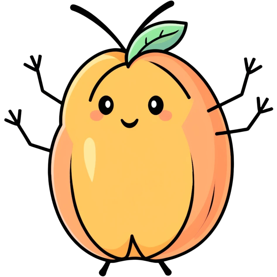 A cute little scientist, bug that looks like a peach emoji