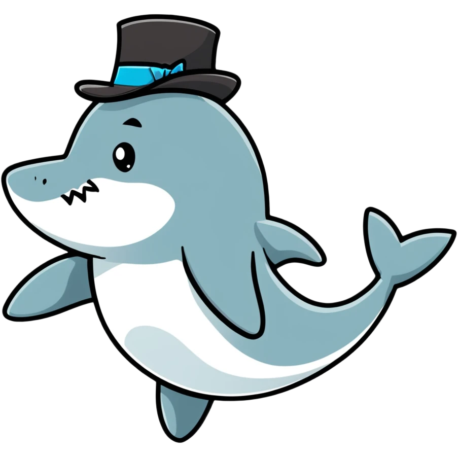 Shark with a top hat emoji