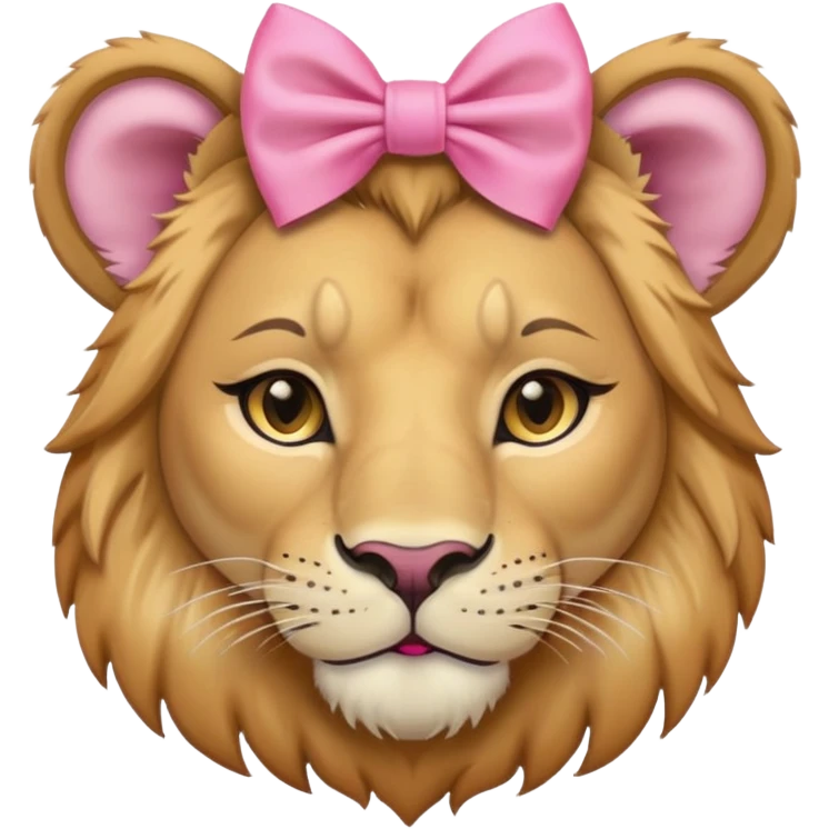A lion’s wife wearing a pink bow on her head emoji