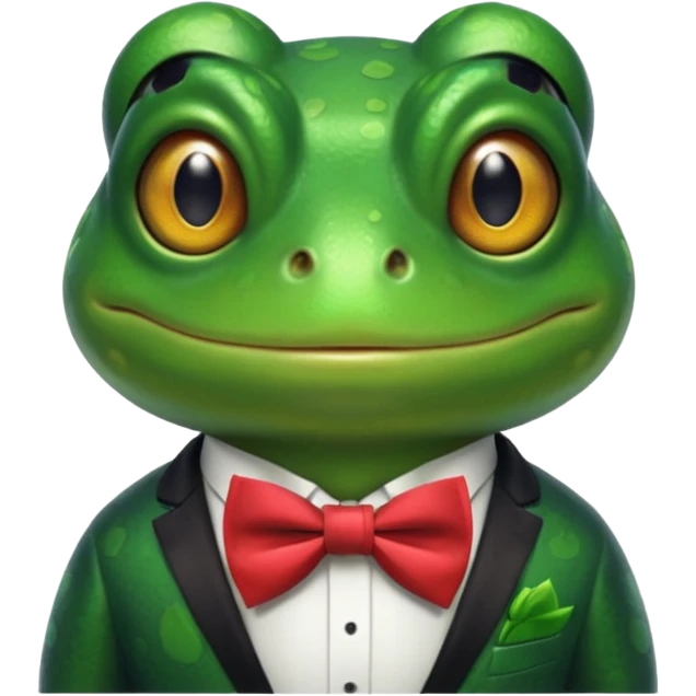 frog wearing bowtie emoji