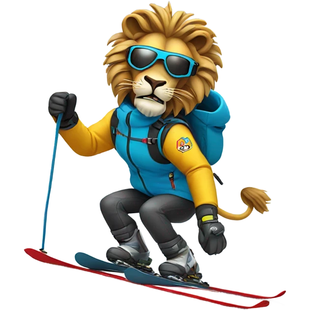 Lion skiing emoji