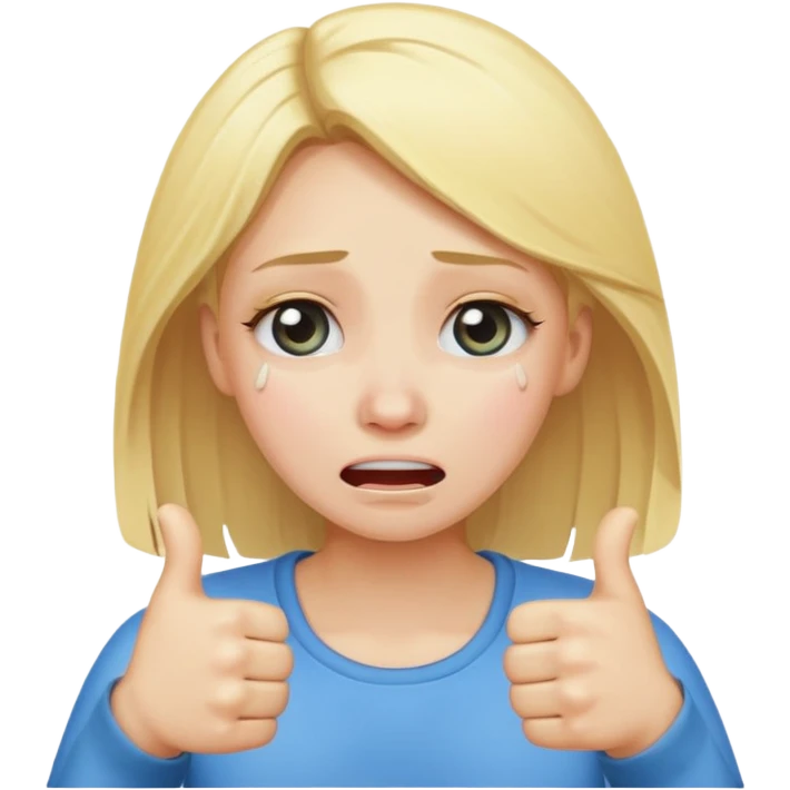 Double thumbs up blonde girl crying emoji emoji